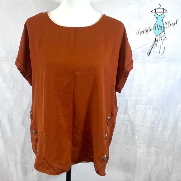 Isela burnt orange with button sides top size XL - Picture 1 of 5